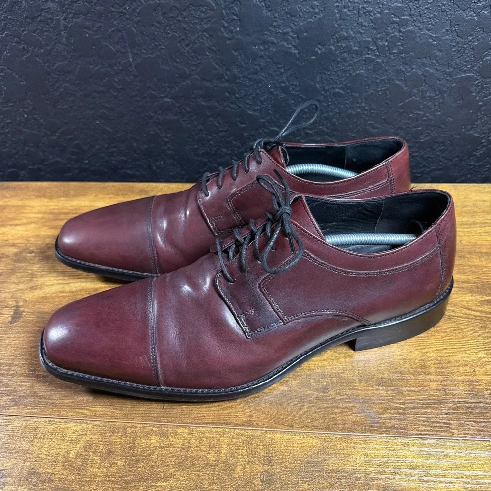 J. Murphy Johnston & Murphy 59-11703 Burgundy Leather Cap Toe Oxford Mens 13M
